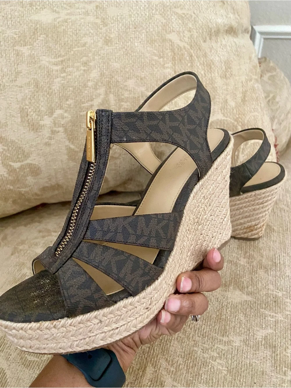 Michael Kors Wedge Espadrille Sandals in Brown